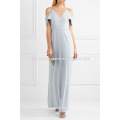 Blue Cold Shoulder Crepe Dress OEM/ODM Manufacture Wholesale Fashion Women Apparel (TA7122D)